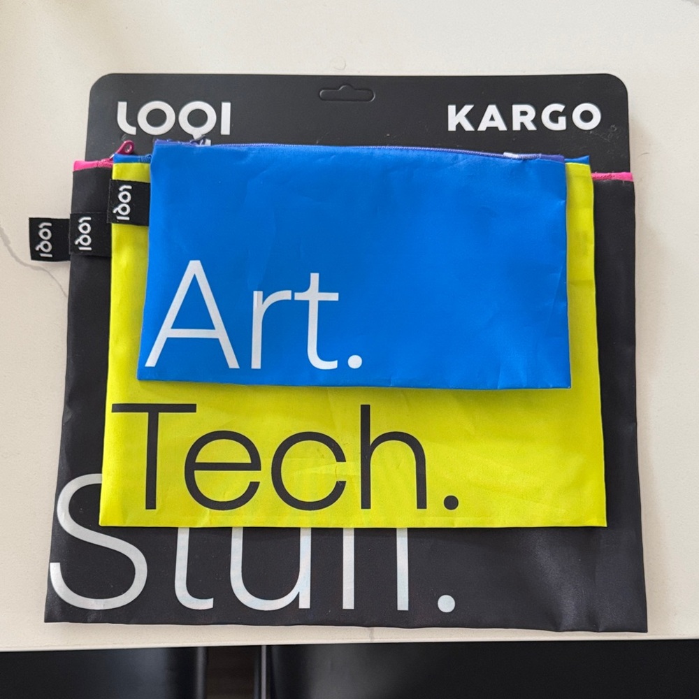 LOQI Kargo 3-Piece Storage Pouch Set in Blue, Yellow, Black
